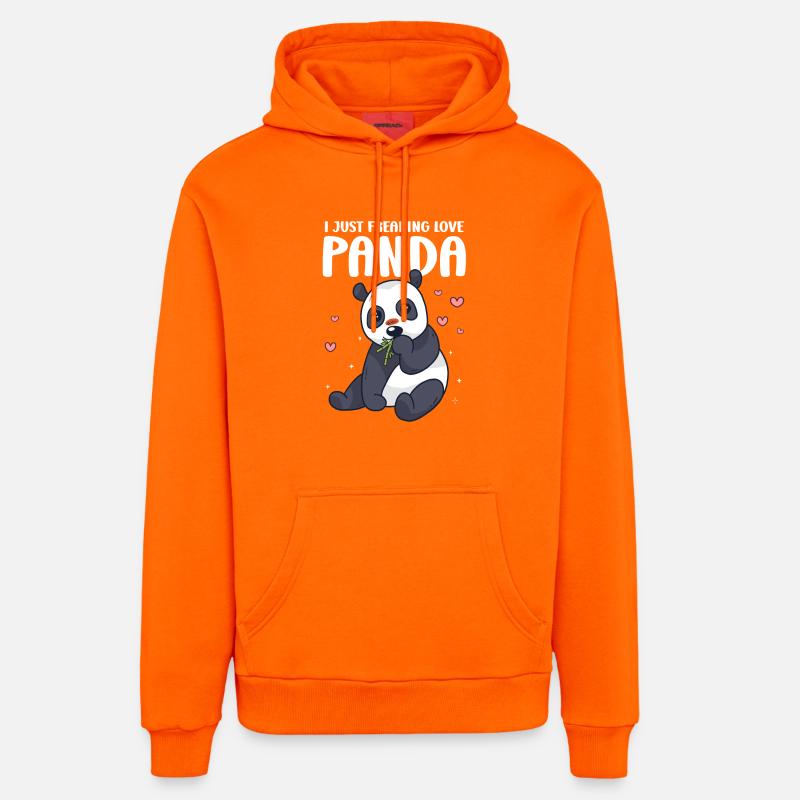 J’adore le Panda – Adore du Panda mignon - Sweat à capuche bio décontracté fabriqué en UE - SUNSET ORANGE