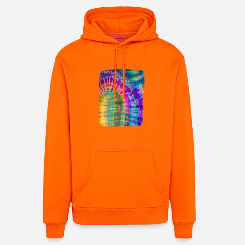 Tie Dye Batik - Sweat à capuche bio décontracté fabriqué en UE - SUNSET ORANGE