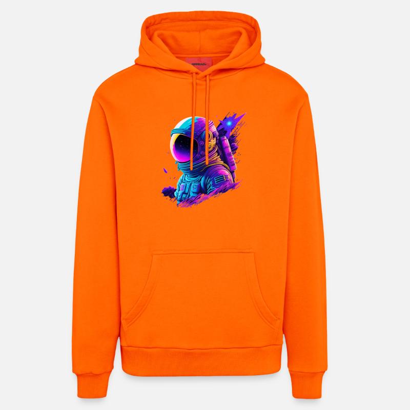 Synthwave Astronaute Space Explorer - Sweat à capuche bio décontracté fabriqué en UE - SUNSET ORANGE