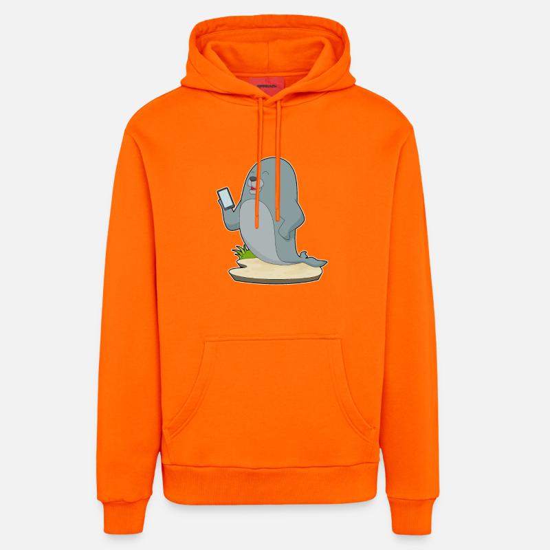 Seal Smartphone - Sweat à capuche bio décontracté fabriqué en UE - SUNSET ORANGE