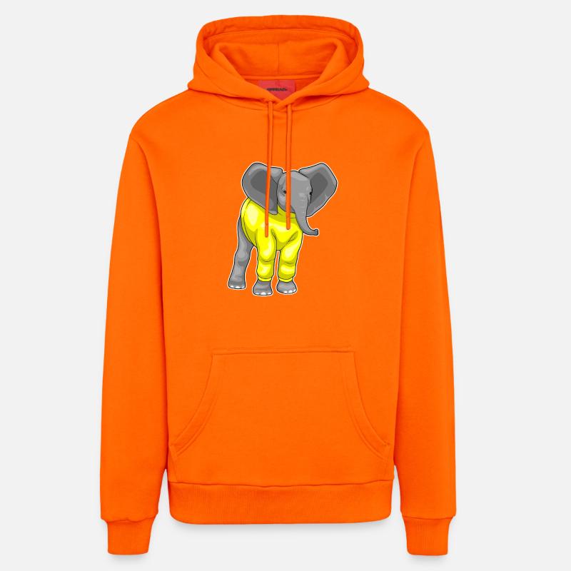 Éléphant d’hiver - Sweat à capuche bio décontracté fabriqué en UE - SUNSET ORANGE