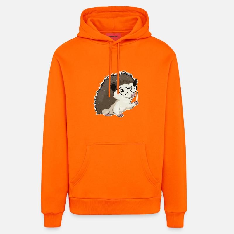 Pointeur d’enseignant hérisson - Sweat à capuche bio décontracté fabriqué en UE - SUNSET ORANGE
