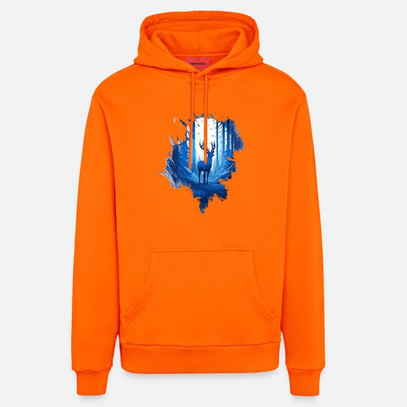 Cerfs dans les bois - Sweat à capuche bio décontracté fabriqué en UE - SUNSET ORANGE