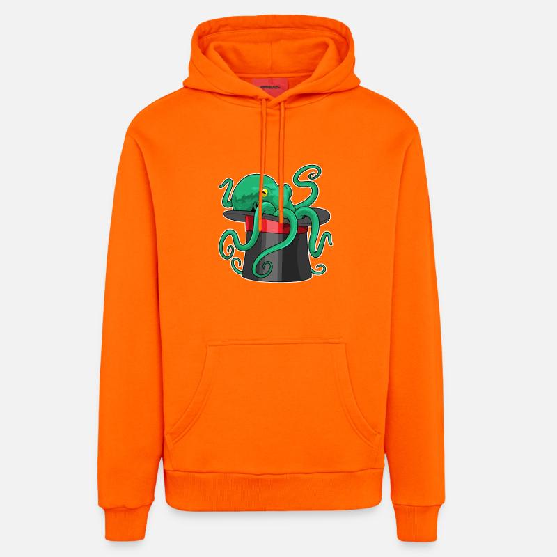 Octopus Wizard Cylindre - Sweat à capuche bio décontracté fabriqué en UE - SUNSET ORANGE