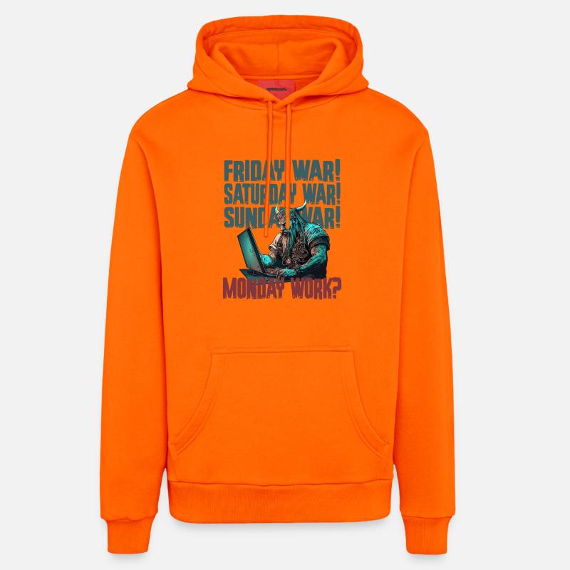 Travail du lundi Programmation Vikings - Sweat à capuche bio décontracté fabriqué en UE - SUNSET ORANGE