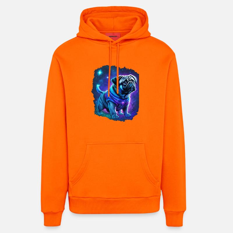 Chien carlin mystique - Sweat à capuche bio décontracté fabriqué en UE - SUNSET ORANGE