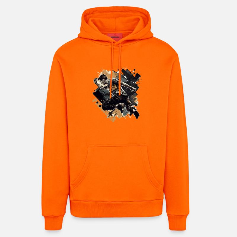 Coureurs de parkour avec lettrage - Sweat à capuche bio décontracté fabriqué en UE - SUNSET ORANGE