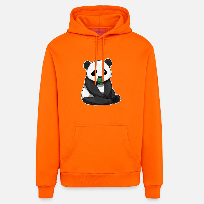 Tétine pour bébé panda - Sweat à capuche bio décontracté fabriqué en UE - SUNSET ORANGE