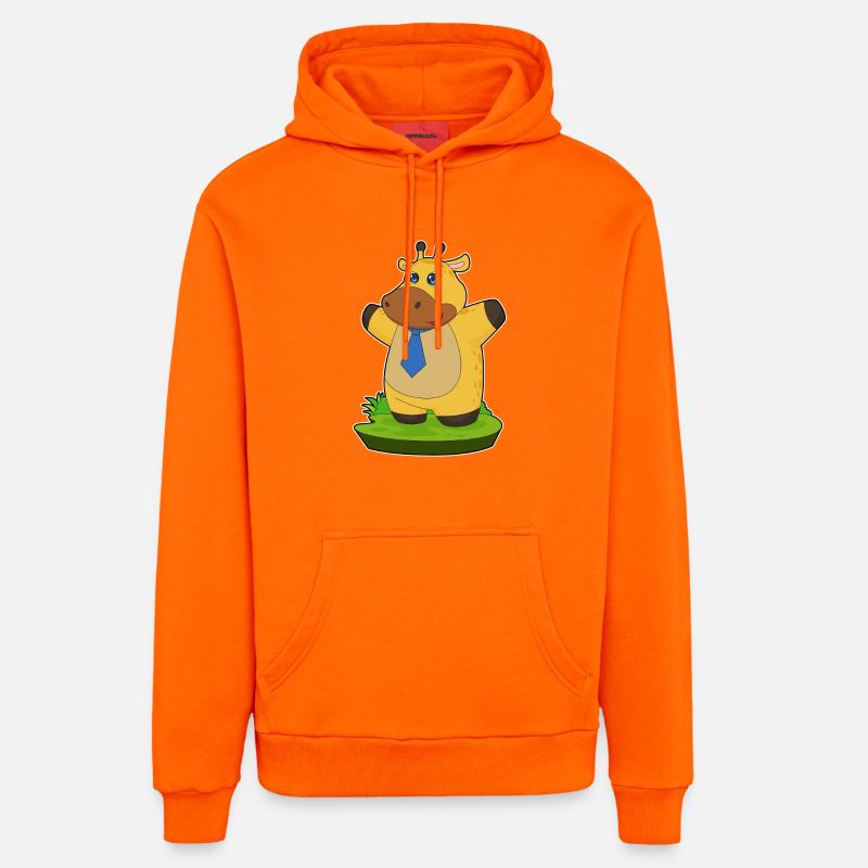 Cravate de gentleman girafe - Sweat à capuche bio décontracté fabriqué en UE - SUNSET ORANGE