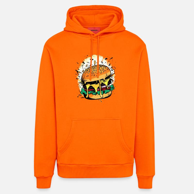 Cheeseburger Comic Burger - Organic Relaxed Hoodie Made in EU - SUNSET ORANGE