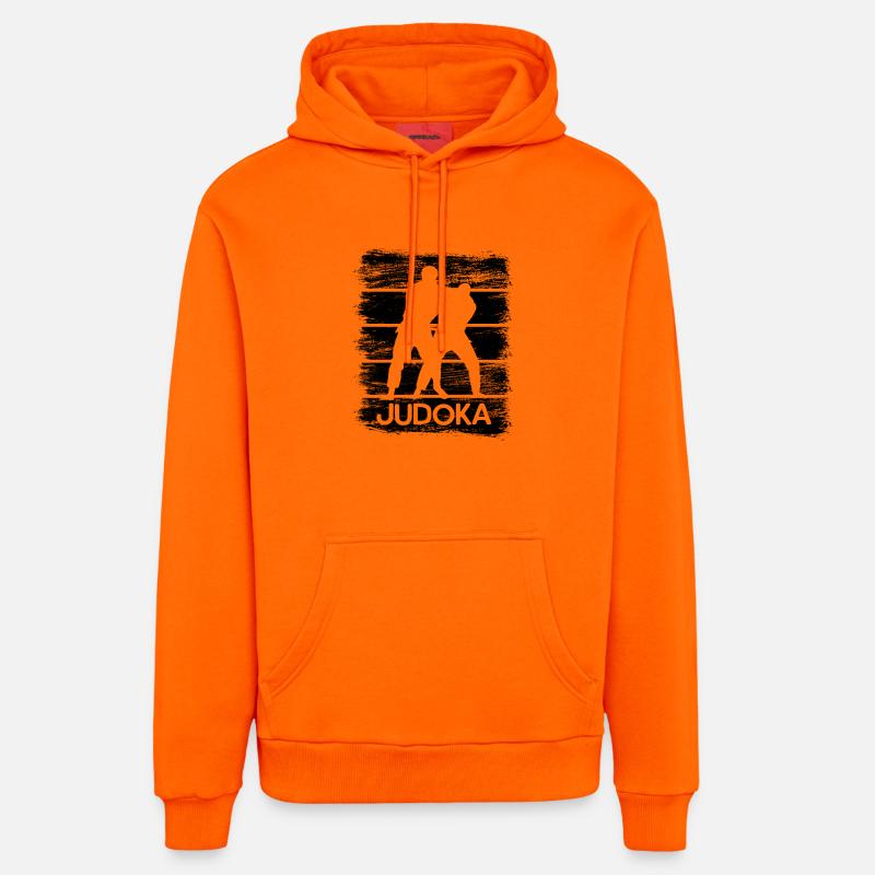 Drôle de dessin de judoka - Sweat à capuche bio décontracté fabriqué en UE - SUNSET ORANGE