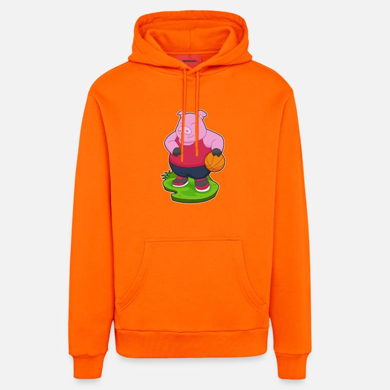 Cochon Basketteur Basketteur - Sweat à capuche bio décontracté fabriqué en UE - SUNSET ORANGE