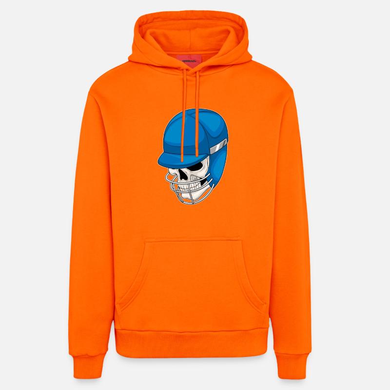 Casque de cricket Skull - Sweat à capuche bio décontracté fabriqué en UE - SUNSET ORANGE