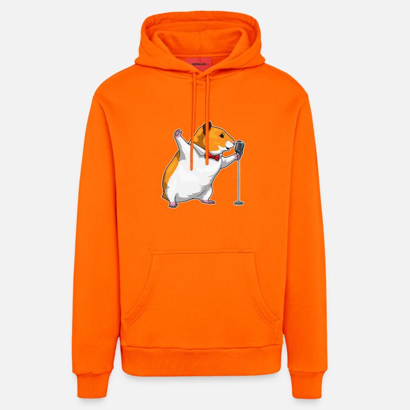 Hamster Singer Microphone Musique - Sweat à capuche bio décontracté fabriqué en UE - SUNSET ORANGE