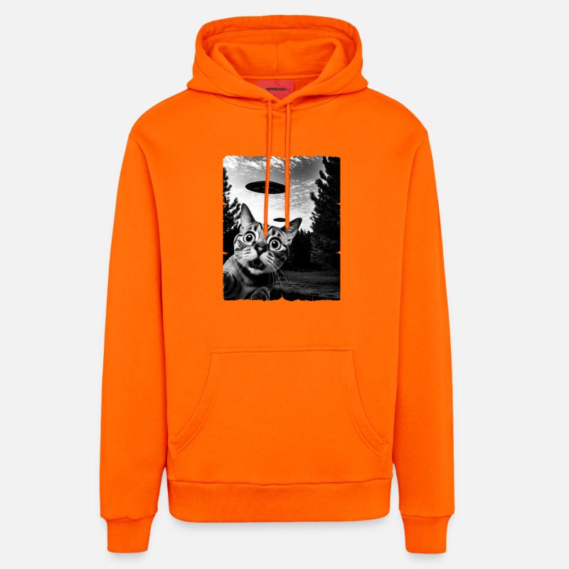 Chat Austerrestrial Invasion Uap Bizarre - Sweat à capuche bio décontracté fabriqué en UE - SUNSET ORANGE
