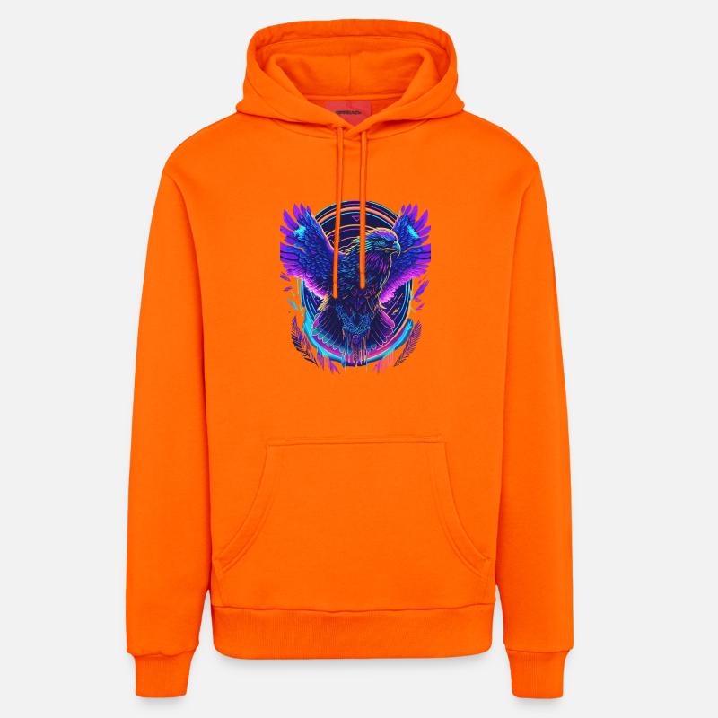 Aigle volant Synthwave - Sweat à capuche bio décontracté fabriqué en UE - SUNSET ORANGE