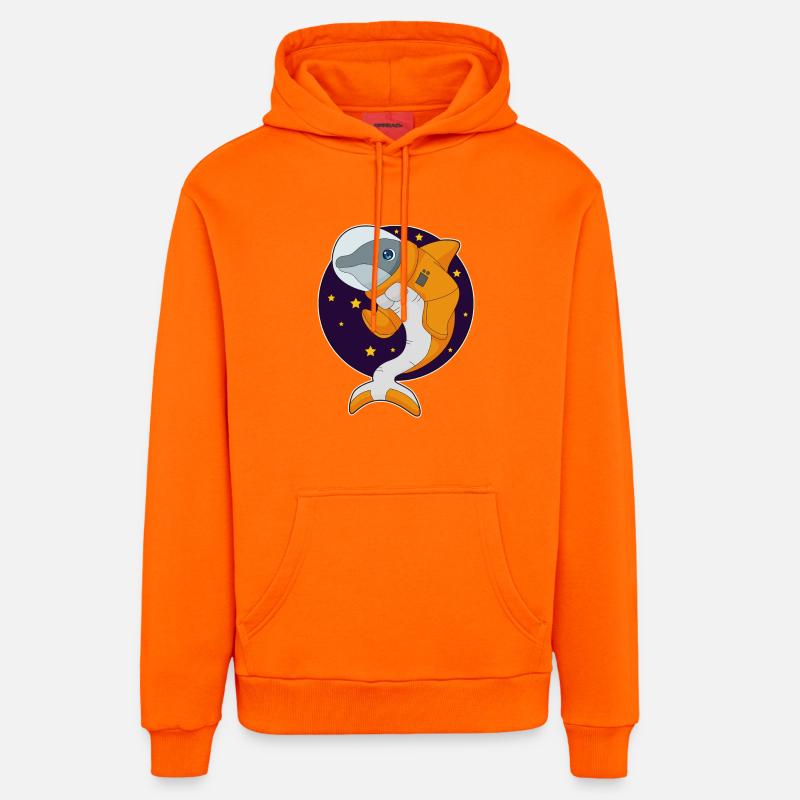Dauphin Astronaute Espace - Sweat à capuche bio décontracté fabriqué en UE - SUNSET ORANGE
