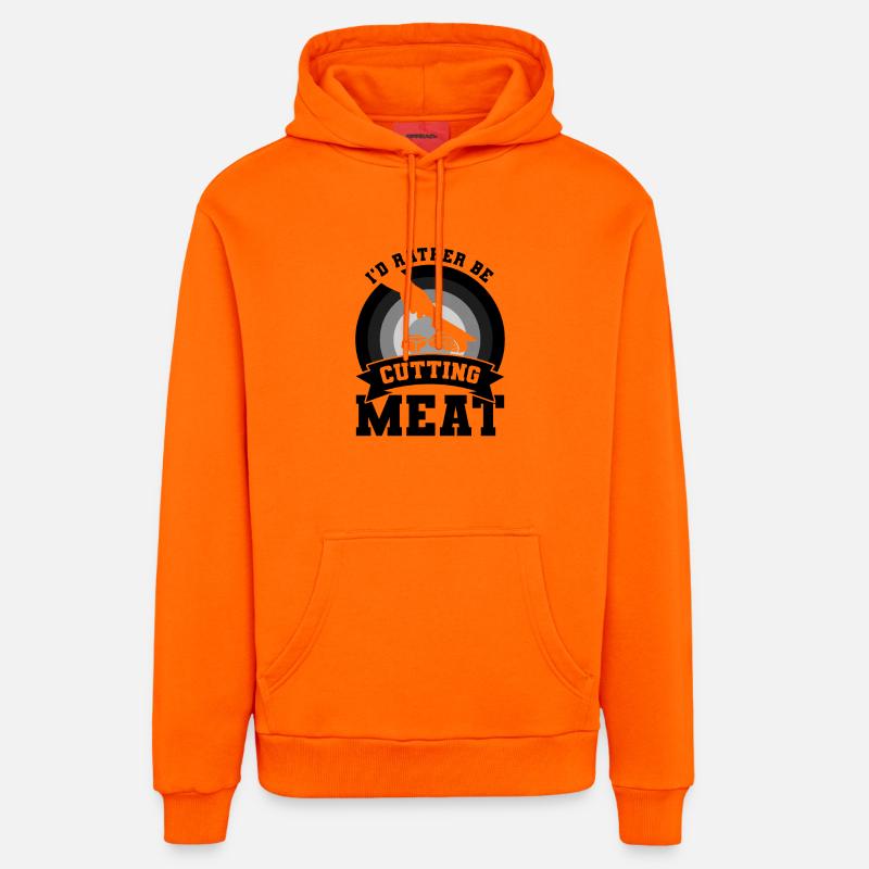 Drôle de boucher qui dit - Sweat à capuche bio décontracté fabriqué en UE - SUNSET ORANGE