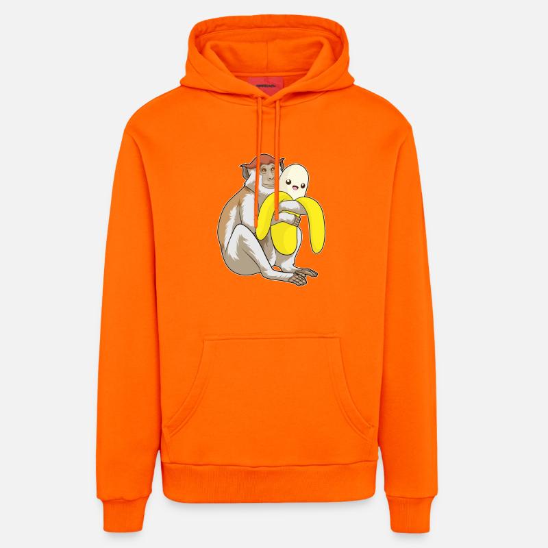 Singe Peluche - Sweat à capuche bio décontracté fabriqué en UE - SUNSET ORANGE