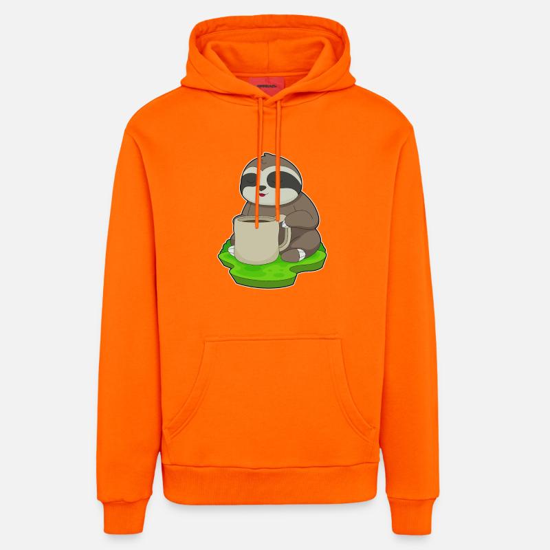 Tasse de café paresseux - Sweat à capuche bio décontracté fabriqué en UE - SUNSET ORANGE