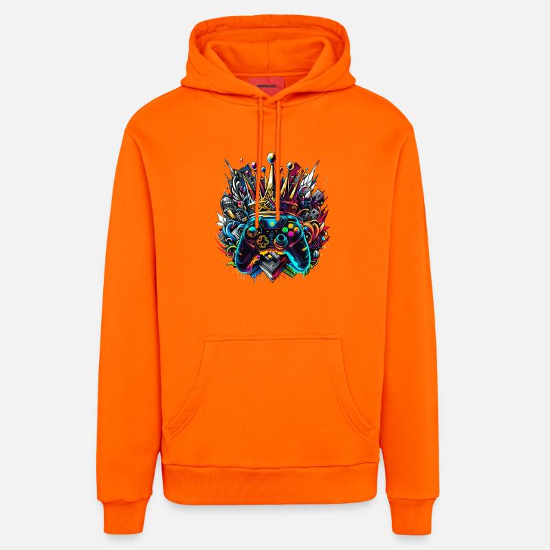 Manette de jeu Royal Graffiti - Sweat à capuche bio décontracté fabriqué en UE - SUNSET ORANGE