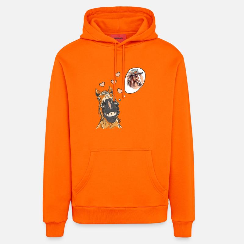 Étalon Cheval Jument Relation Amour Chevaux - Sweat à capuche bio décontracté fabriqué en UE - SUNSET ORANGE