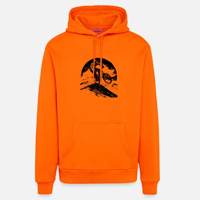 Graphismes de VTT - Sweat à capuche bio décontracté fabriqué en UE - SUNSET ORANGE