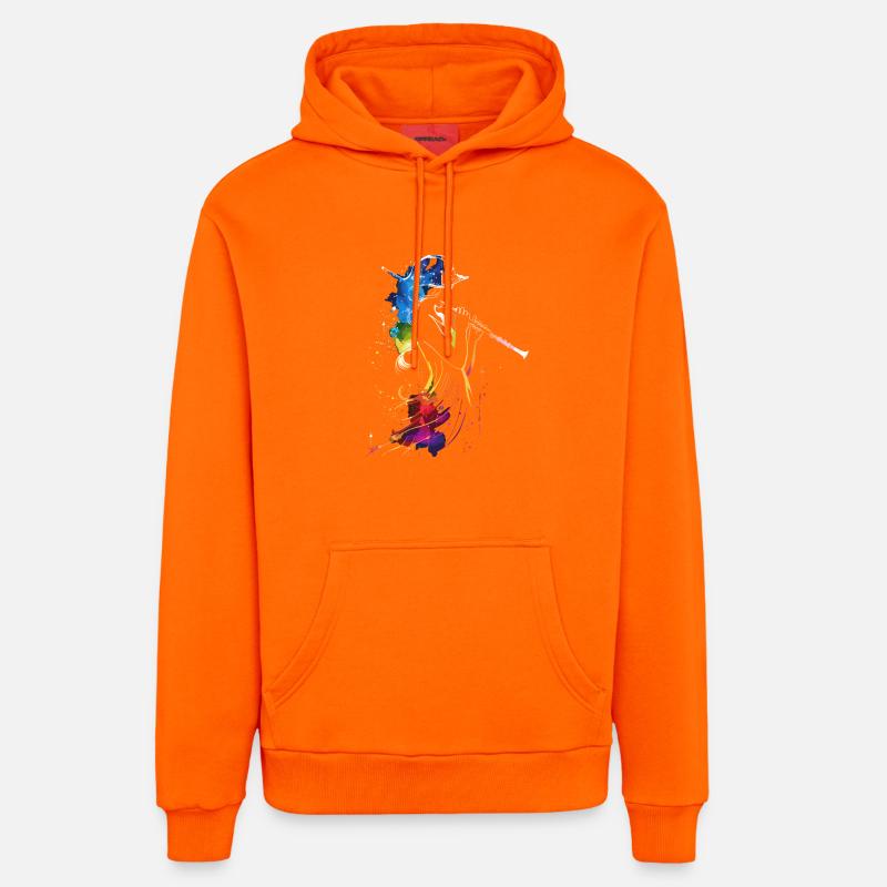 Joueur de flûte Retrowave - Sweat à capuche bio décontracté fabriqué en UE - SUNSET ORANGE