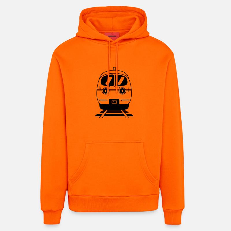 Dessin animé Chemin de fer - Sweat à capuche bio décontracté fabriqué en UE - SUNSET ORANGE