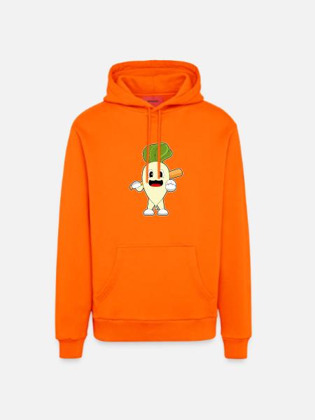 Radish Baseball Baseball Bat - Organic Relaxed Hoodie Made in EU - SUNSET ORANGE
