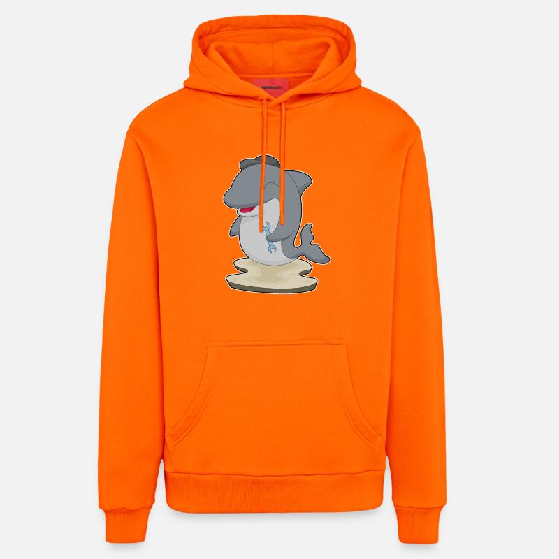Clé artisanale dauphin - Sweat à capuche bio décontracté fabriqué en UE - SUNSET ORANGE