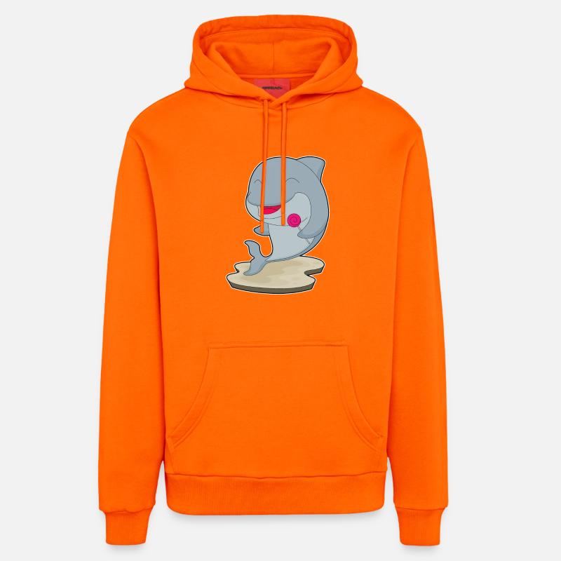 Sucette dauphin - Sweat à capuche bio décontracté fabriqué en UE - SUNSET ORANGE