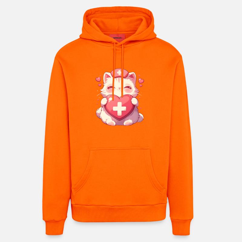 Chat Infirmière Kawaii Infirmière Médecin - Sweat à capuche bio décontracté fabriqué en UE - SUNSET ORANGE
