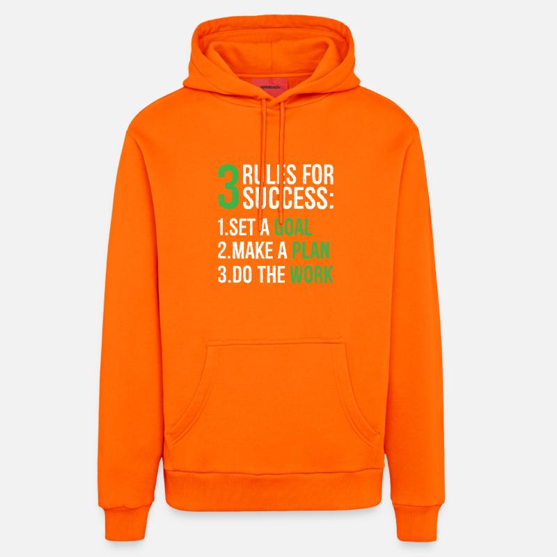 3 règles pour réussir - Sweat à capuche bio décontracté fabriqué en UE - SUNSET ORANGE