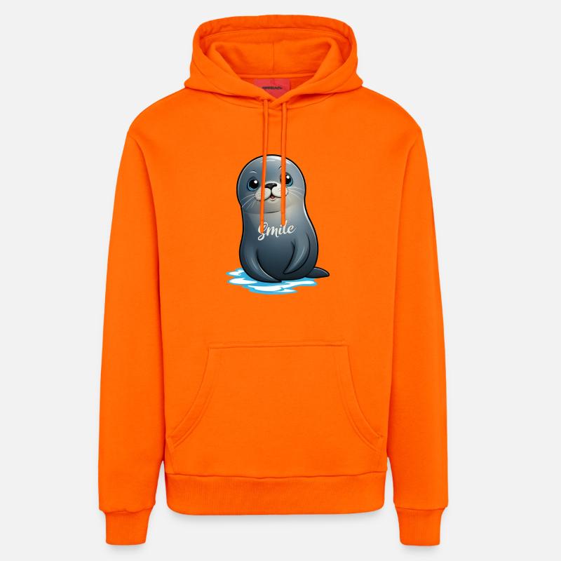 Phoque mignon - Sweat à capuche bio décontracté fabriqué en UE - SUNSET ORANGE