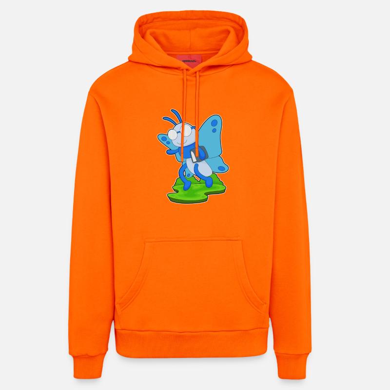 Livre Papillon - Sweat à capuche bio décontracté fabriqué en UE - SUNSET ORANGE
