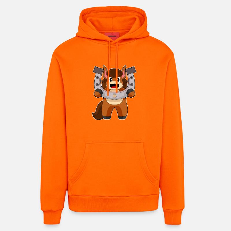 Cheval Fer à cheval - Sweat à capuche bio décontracté fabriqué en UE - SUNSET ORANGE