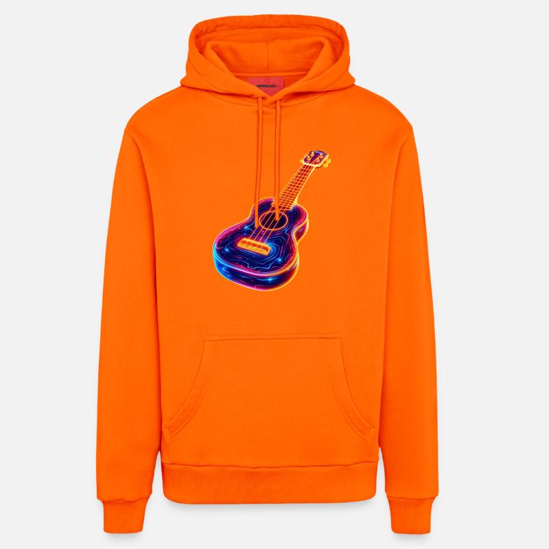 Ukulélé Synthwave - Sweat à capuche bio décontracté fabriqué en UE - SUNSET ORANGE