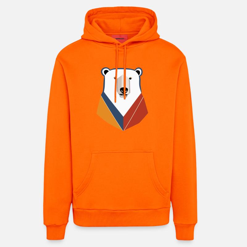 Ours blanc - Sweat à capuche bio décontracté fabriqué en UE - SUNSET ORANGE