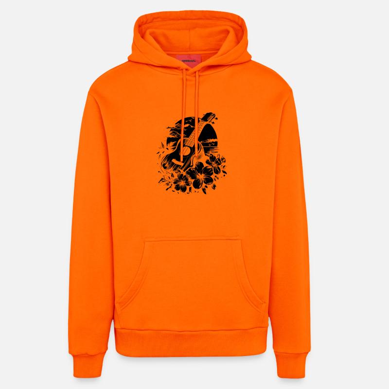 Graphiques Ukulele - Sweat à capuche bio décontracté fabriqué en UE - SUNSET ORANGE