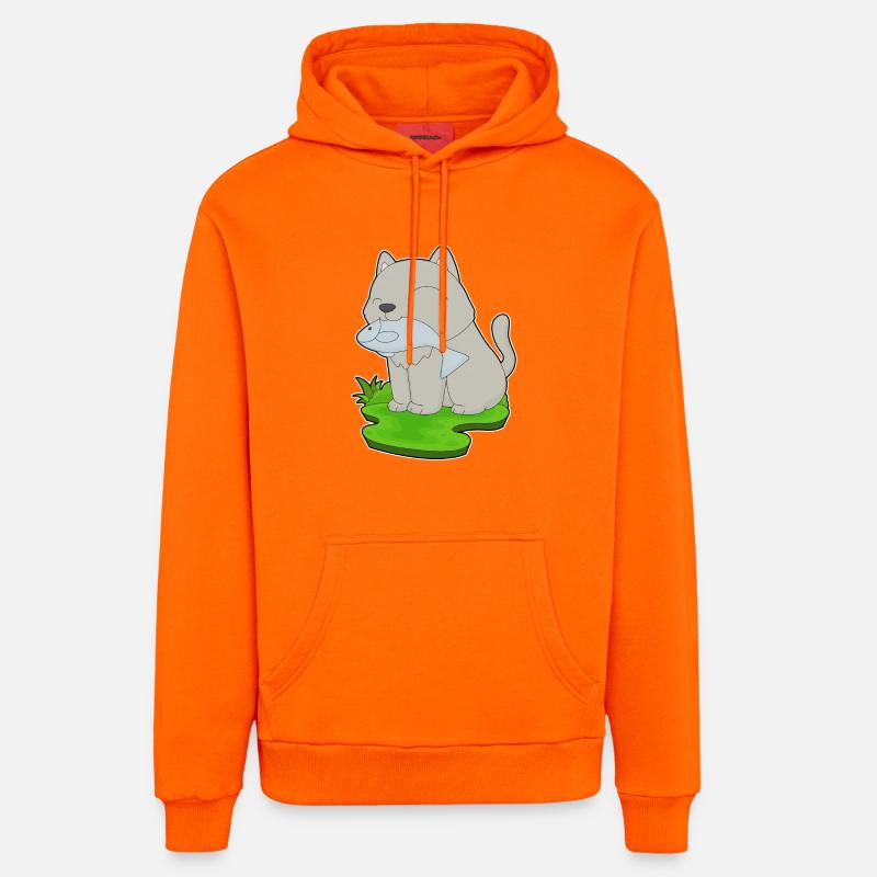 Pêche au chat pêcheur - Sweat à capuche bio décontracté fabriqué en UE - SUNSET ORANGE