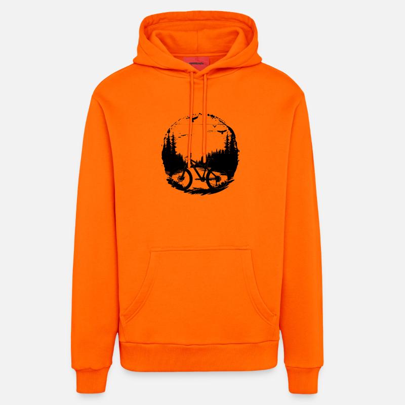 Graphismes de VTT - Sweat à capuche bio décontracté fabriqué en UE - SUNSET ORANGE