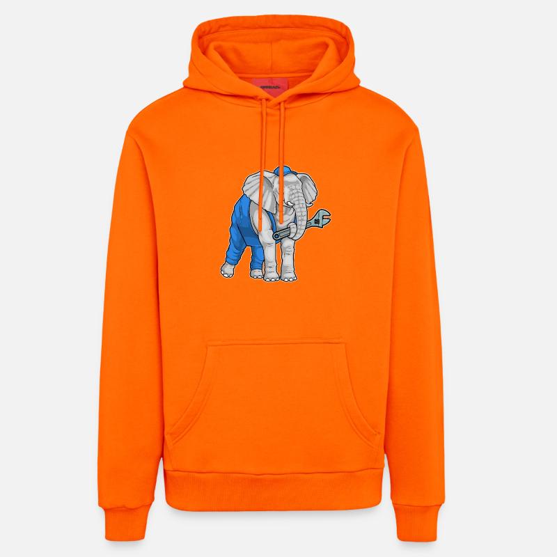 Clé mécanique éléphant - Sweat à capuche bio décontracté fabriqué en UE - SUNSET ORANGE