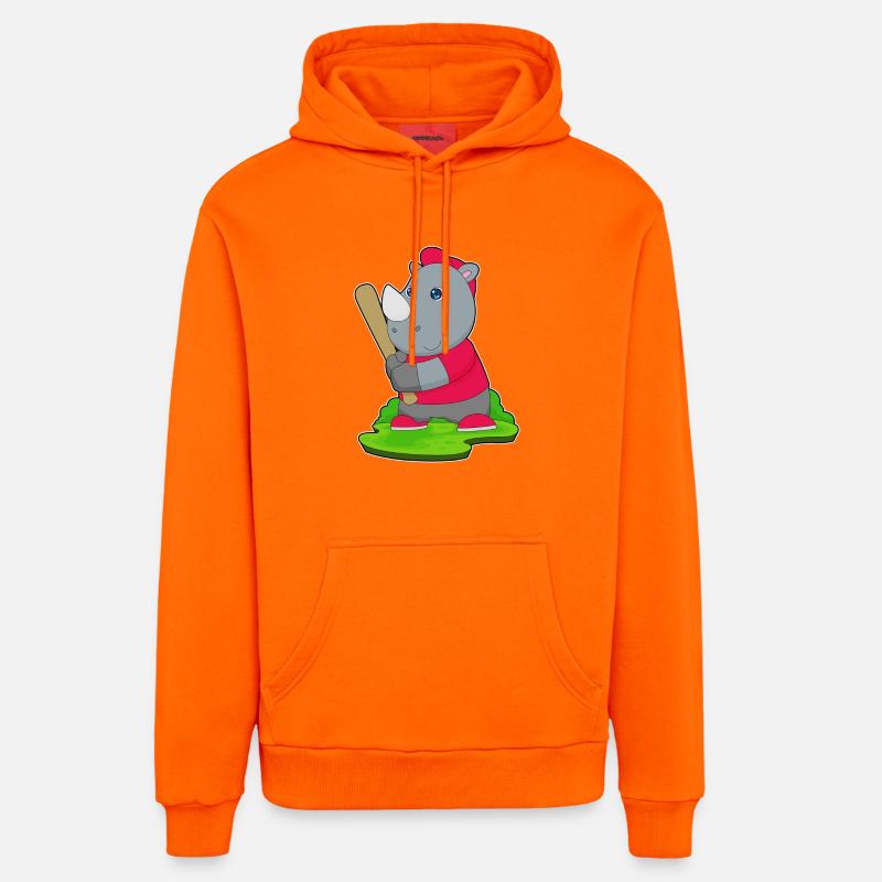 Rhino Baseball Batte de Baseball - Sweat à capuche bio décontracté fabriqué en UE - SUNSET ORANGE