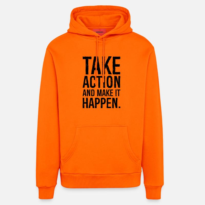 Passez à l’action et concrétisez-vous - Sweat à capuche bio décontracté fabriqué en UE - SUNSET ORANGE