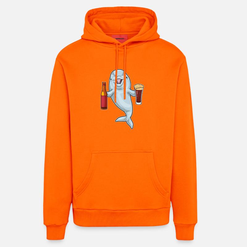 Bouteille de bière Dolphin - Sweat à capuche bio décontracté fabriqué en UE - SUNSET ORANGE