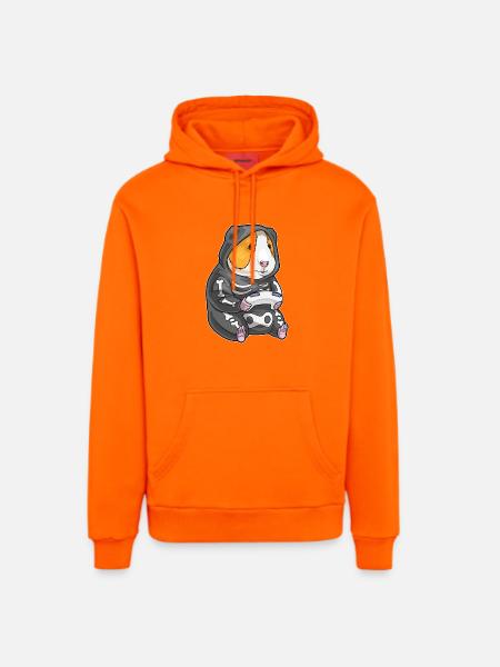 Cochon d’Inde Halloween Gamer - Sweat à capuche bio décontracté fabriqué en UE - SUNSET ORANGE