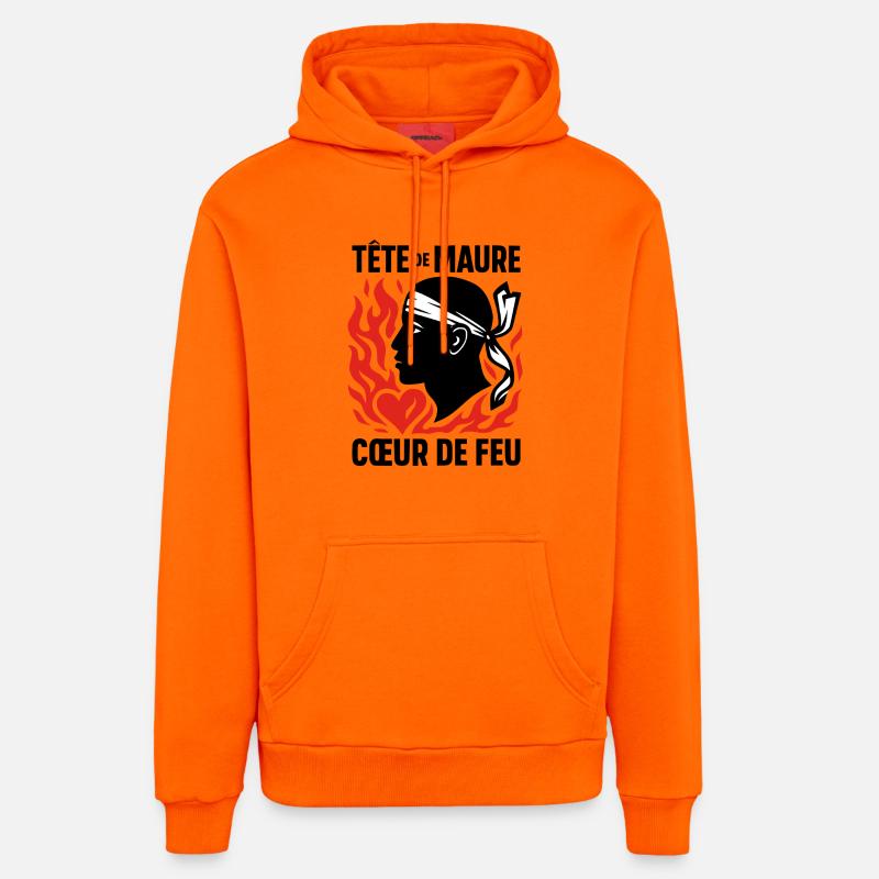 Tête de maure Coeur de feu - Sweat à capuche bio décontracté fabriqué en UE - SUNSET ORANGE