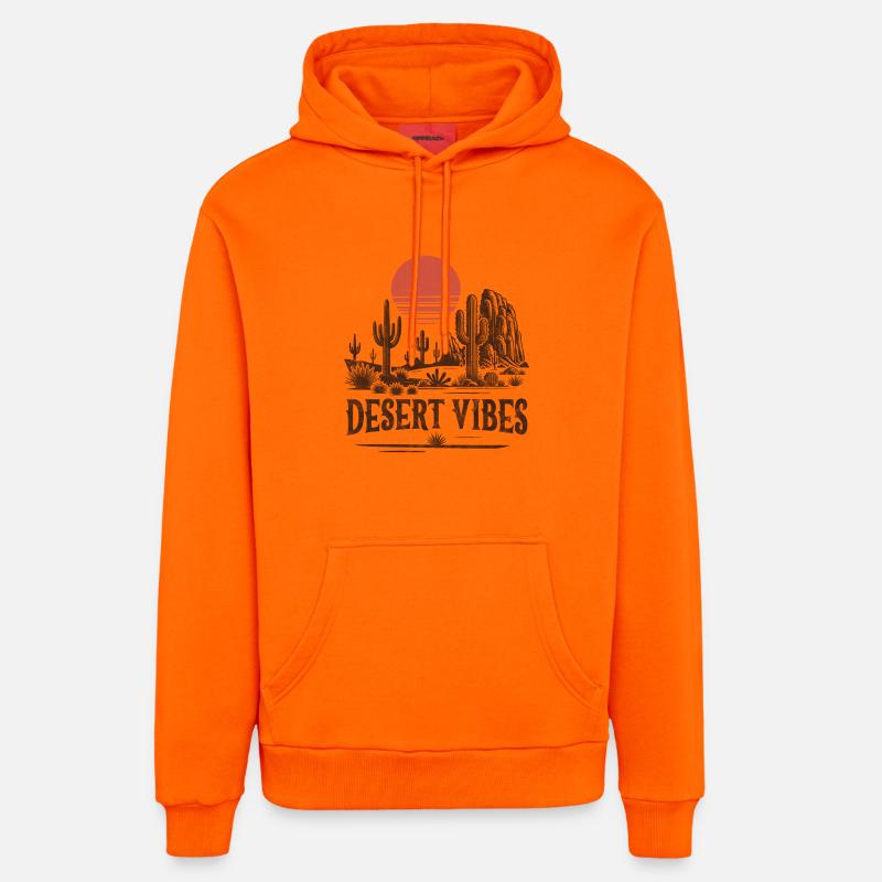 Ambiance du désert - Sweat à capuche bio décontracté fabriqué en UE - SUNSET ORANGE