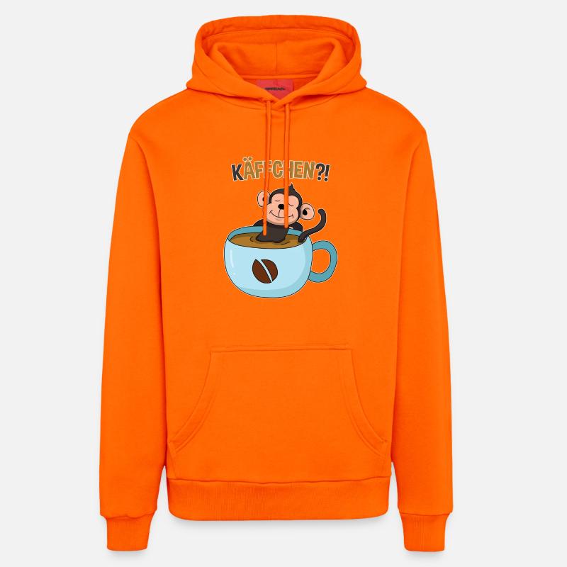 Coffee break with monkey - Organic Relaxed Hoodie Made in EU - SUNSET ORANGE